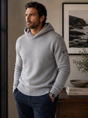 Greyson Cashmere Wool Koko Sweater Hoodie Gray MLB Patch Men’s Luxury Sportwear